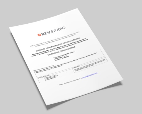 REV Studio insurance certificate Example of a Certificate of Insurance